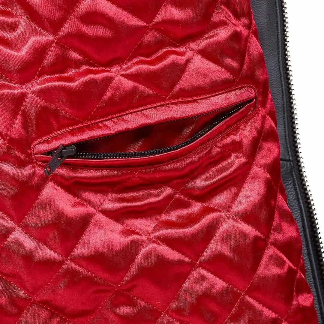Chaqueta de moto de cremallera asimétrica