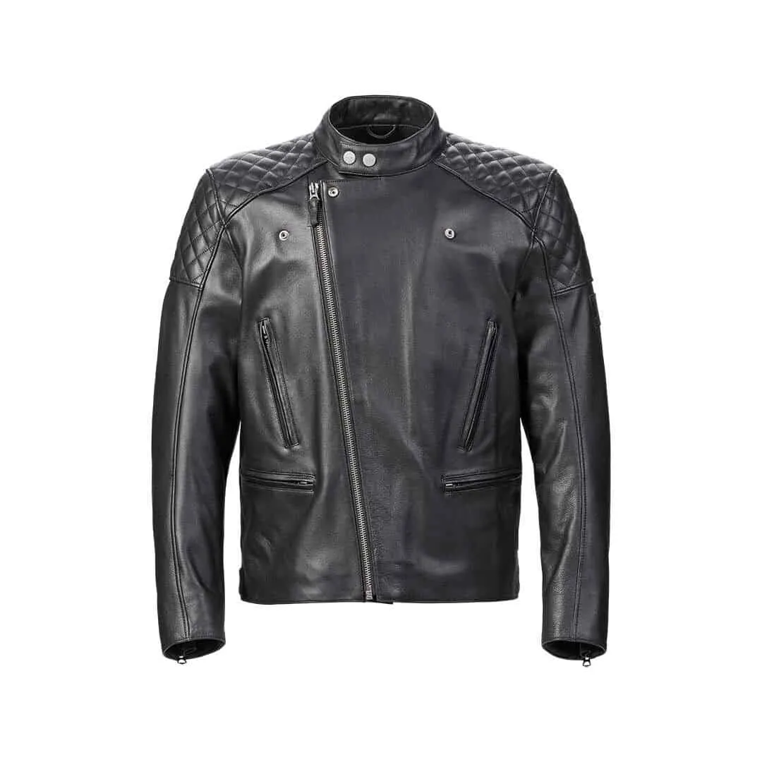 Chaqueta de moto de cremallera asimétrica
