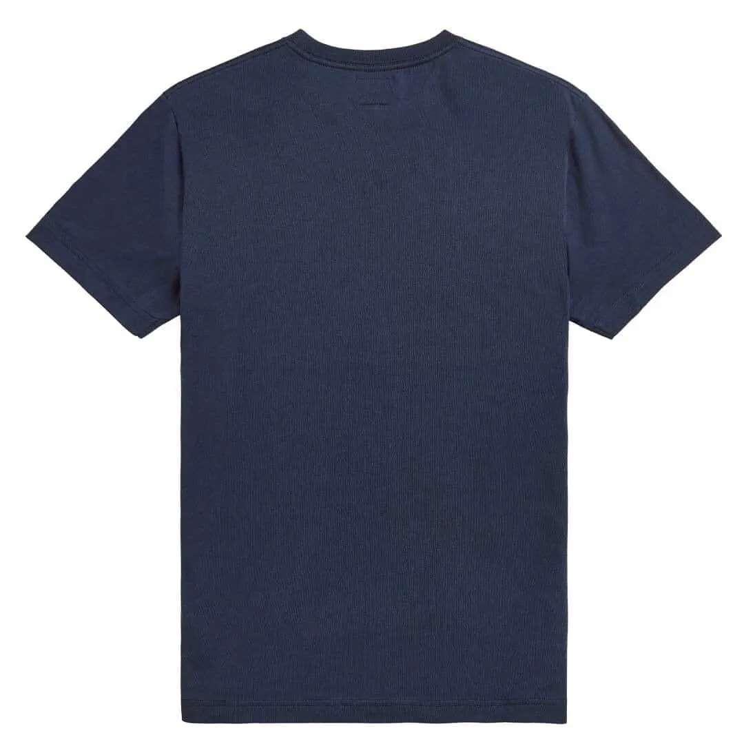 Camiseta de algodón azul de manga corta